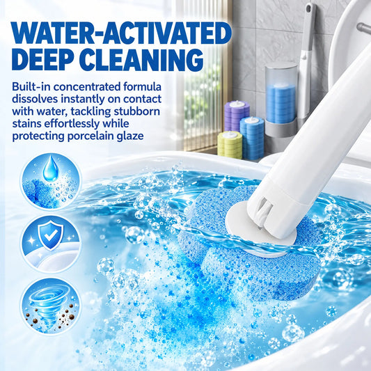 【2026 Newly Upgraded】Becvtoz Disposable Toilet Scrubber Brush Kit - 18 Refill Heads & Holder, Rotating No-Touch Scrubber, Toilet Cleaning System for Under-Rim & Corners, Bathroom Accessories Cleaning Supplies for Home, Auto Cleaning Toilet Brush Plungers