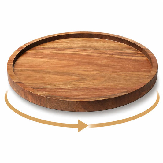Acacia Wood Lazy Susan Organizer Turntable for Kitchen Countertop & Cabinet – 360° Rotating Spice Rack Organizer for Pantry, Dining Table, Coffee Bar, Bathroom Vanity, Makeup Storage & Home Organization (Small 8.6 Inch)