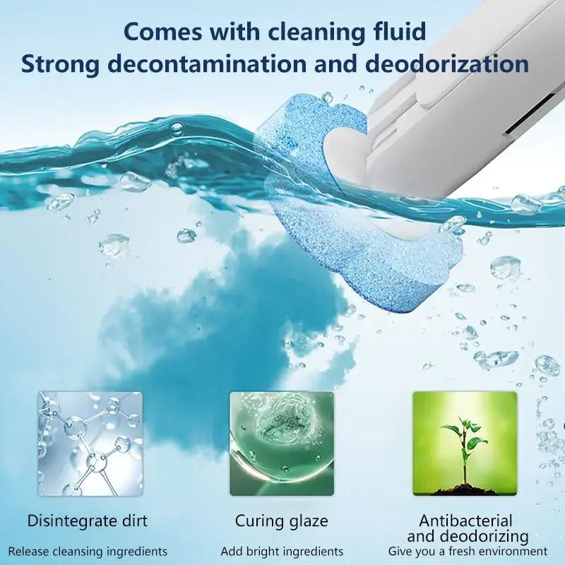 Household Disposable Toilet Brush Cleaner Set - ABS Plastic Extended Wand, Replaceable Refills, Ocean Fresh Scent, Blue Holder, Anti-Fouling for Hard-to-Reach Deep Bathroom Cleaning, Households Supplies