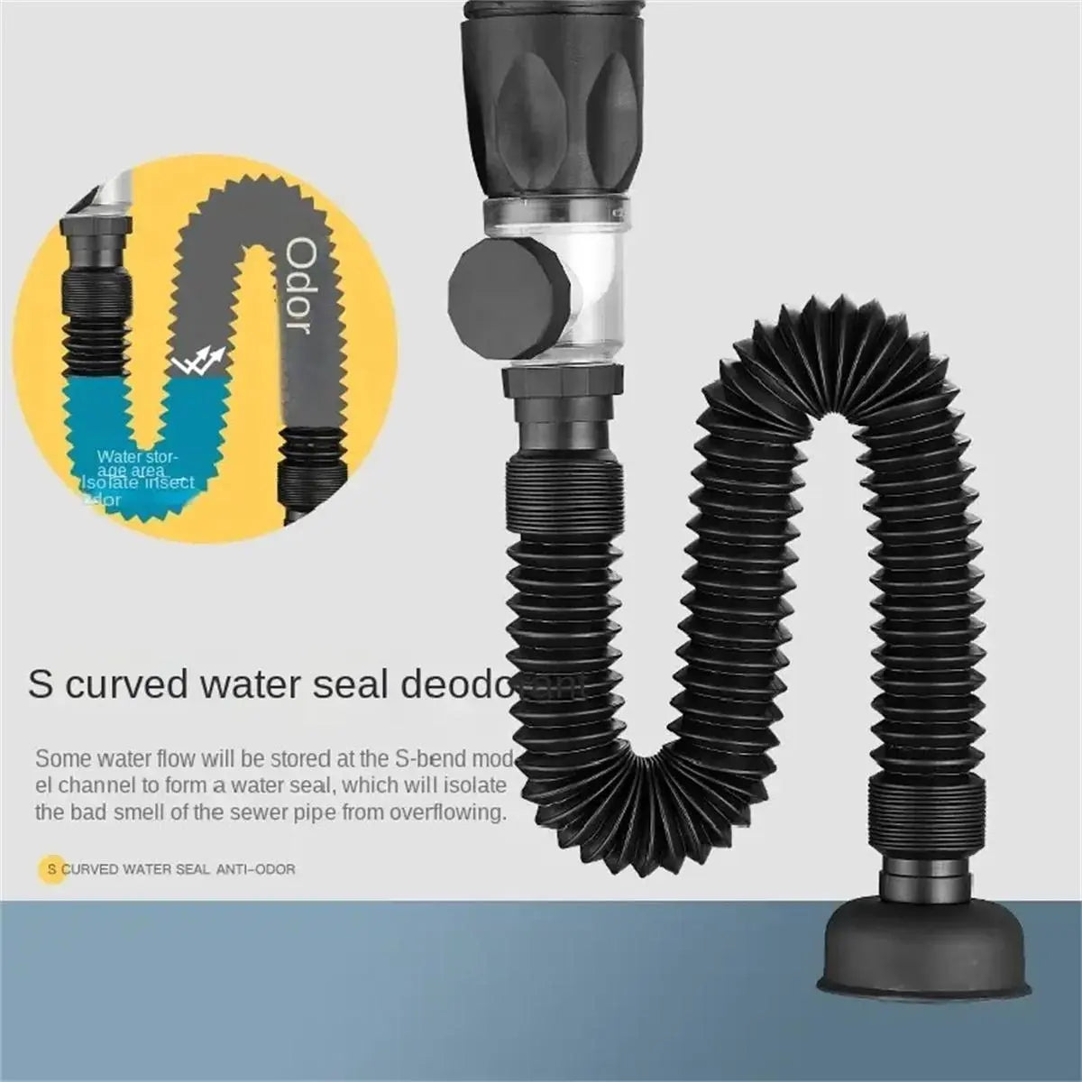 Bathroom Sink Drain with Stopper (1 Count), Bathroom Accessory, Anti Odor Expandable Flexible Universal Sink Drain Pipe, Sink Drain for Bathroom Sink, Kitchen Sink, Wash Basin, Toilet, Bathtub