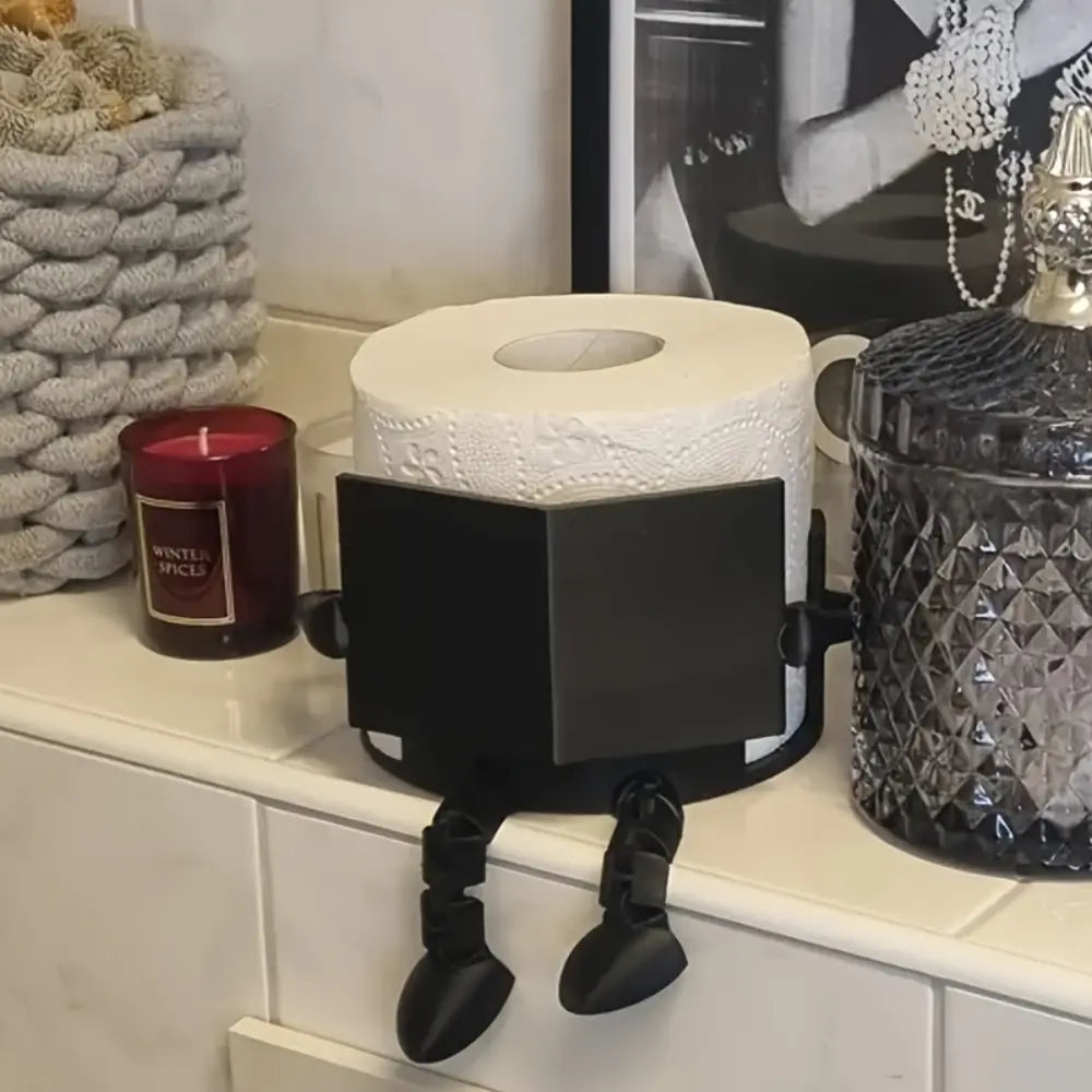 Fun Toilet Paper Holder, An amusing reading toilet paper holder, bathroom roll dispenser that combines practicality and artistry with movable joints. Suitable for any restroom, Funny Toilet Paper Holder