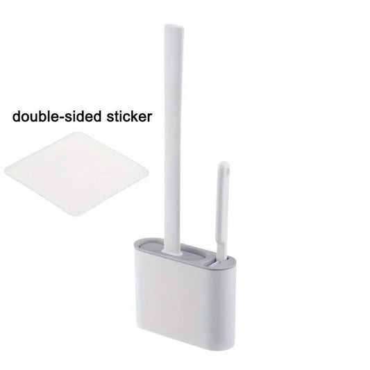 1set 2 Toilet Brushes & 1 Holder Wall Mounted Toilet Brush And Holder Set For Bathroom Restroom Flexible Toilet Bowl Brush Head With Silicone Bristles Bathroom Cleaning Tool Bathroom Accessories Toilet Cleaning System