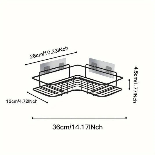 1pc Wall Mounted Bathroom Storage Rack, Punch-free Bathroom Shelf, Wall Hanging Corner Shower Caddy, No Punching Triangle Storage Rack, Bathroom Accessories, Bathroom Organizer