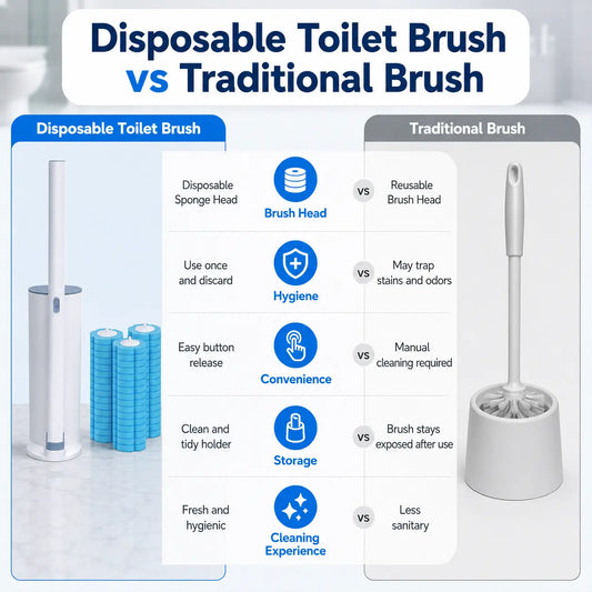 Disposable Toilet Brush Set – Toilet Bowl Cleaner with Holder, 32 Refills for Deep Cleaning & Hygienic Bathroom Care