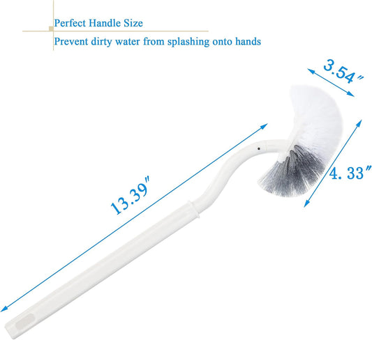 2 Pack Curved Toilet Bowl Brush Without Holder for Bathroom, Compact Toilet Brush Durable Under The Rim Household Deep Cleaning Brushes (White Toilet Brush Without Holder)