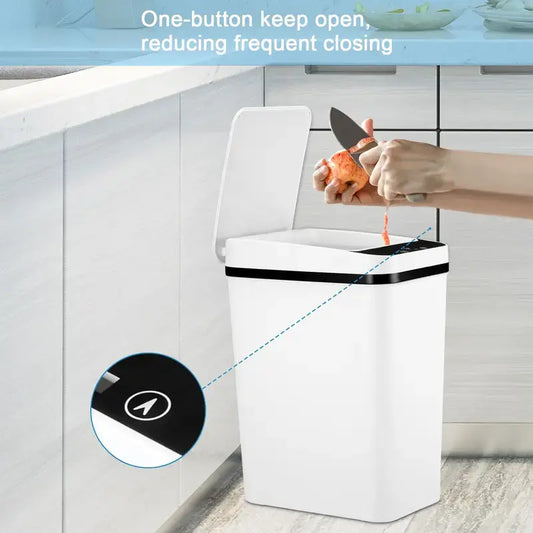 2-Pack 12L ABS Touchless Motion Sensor Automatic Trash Bin (23.5cm*15.5cm*30cm) - Slim Waterproof Bathroom Accessory, Trash Cans for Kitchen, Tightspace Fit, All Ages Home Use (Father's Day Gift),sohochic