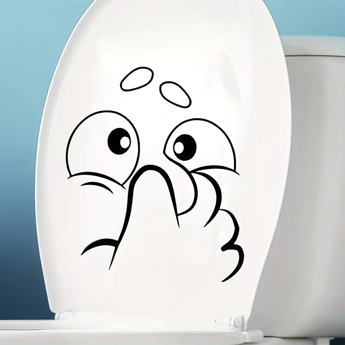 Humorous Expression Toilet Sticker, Bathroom Decorative Water Proof Adhesive Decal, Fun Wall Decoration for Bathrooms & Restrooms, Bathroom Decorations, Bathroom Decoration Supplies