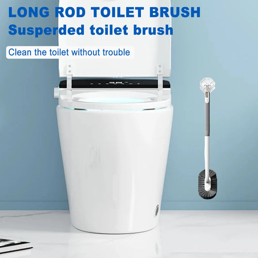 Ergonomic Long Handle ABS Plastic Toilet Brush with C-Type Head & Holder, Bathroom Toilet Wand for Deep Clean, Corner Reach & Bacteria Removal, Hygienic Lightweight Portable Durable Home Accessory Cleaner, Ergonomic Grip, Less Strain