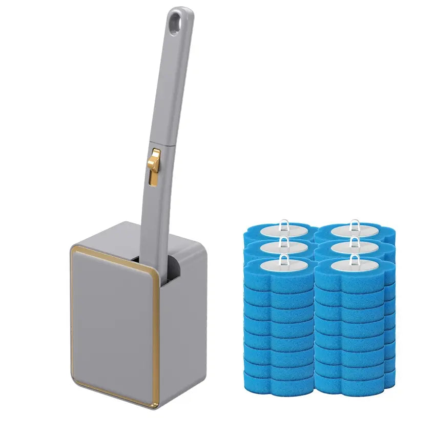 Wall Mounted Toilet Brush Set, 1 Set Toilet Bowl Brush and Holder with 24/48/72pcs Disposable Replacement Brush Head, Toilet Scrubber Brush, Bathroom Cleaning Tool, House Cleaning Tools, Toilet Cleaning System, Toilet Brush Kit