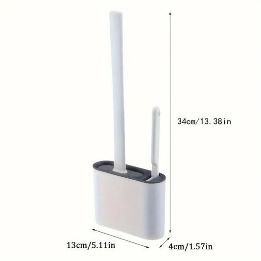 1set 2 Toilet Brushes & 1 Holder Wall Mounted Toilet Brush And Holder Set For Bathroom Restroom Flexible Toilet Bowl Brush Head With Silicone Bristles Bathroom Accessories Bathroom Supplies
