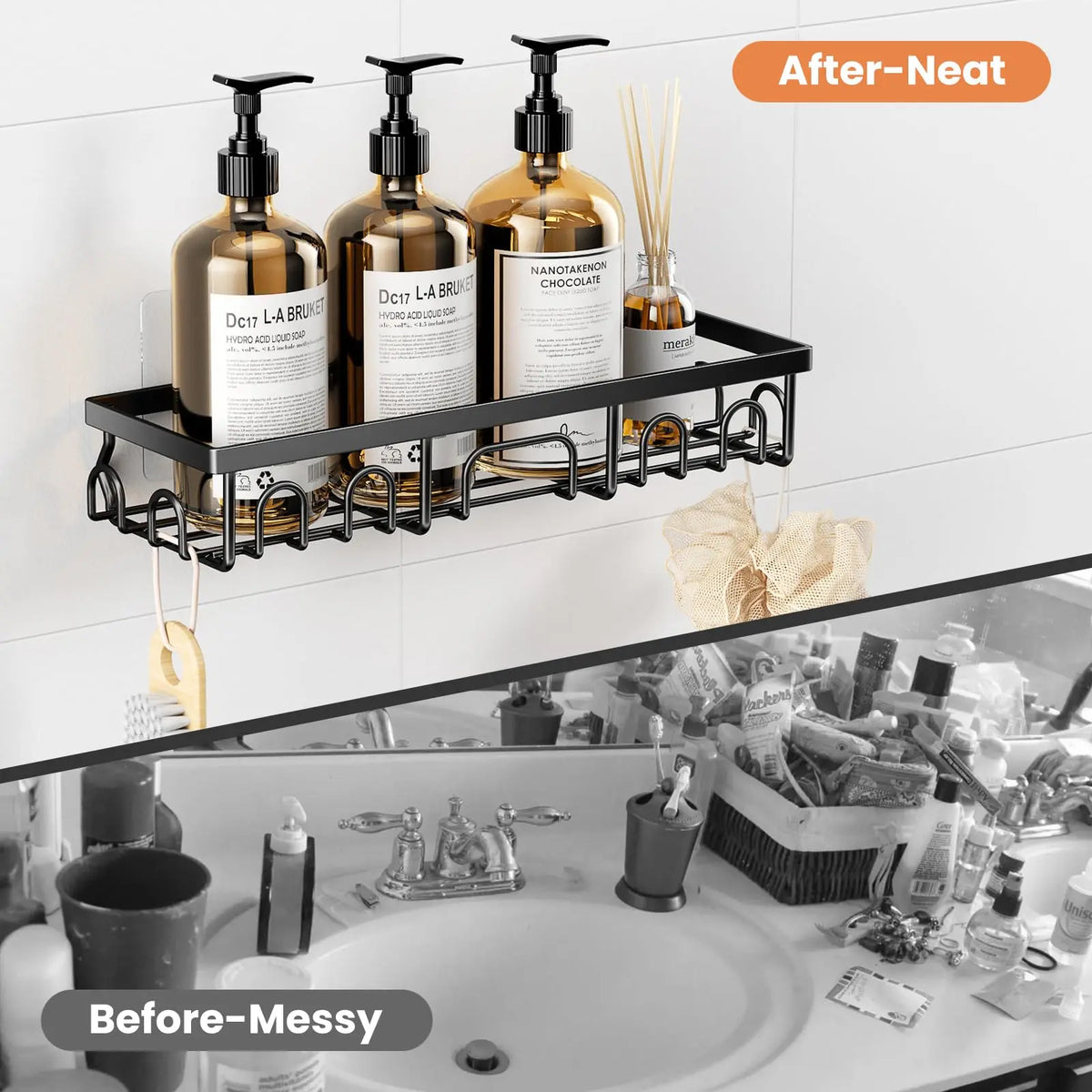 Benazcap Shower Caddy Set 3/5 Pack Anti-Rust Stainless Steel Wall Organizer with Soap Holder No Drill Installation for Bathroom Kitchen Home Storage Practical & Durable