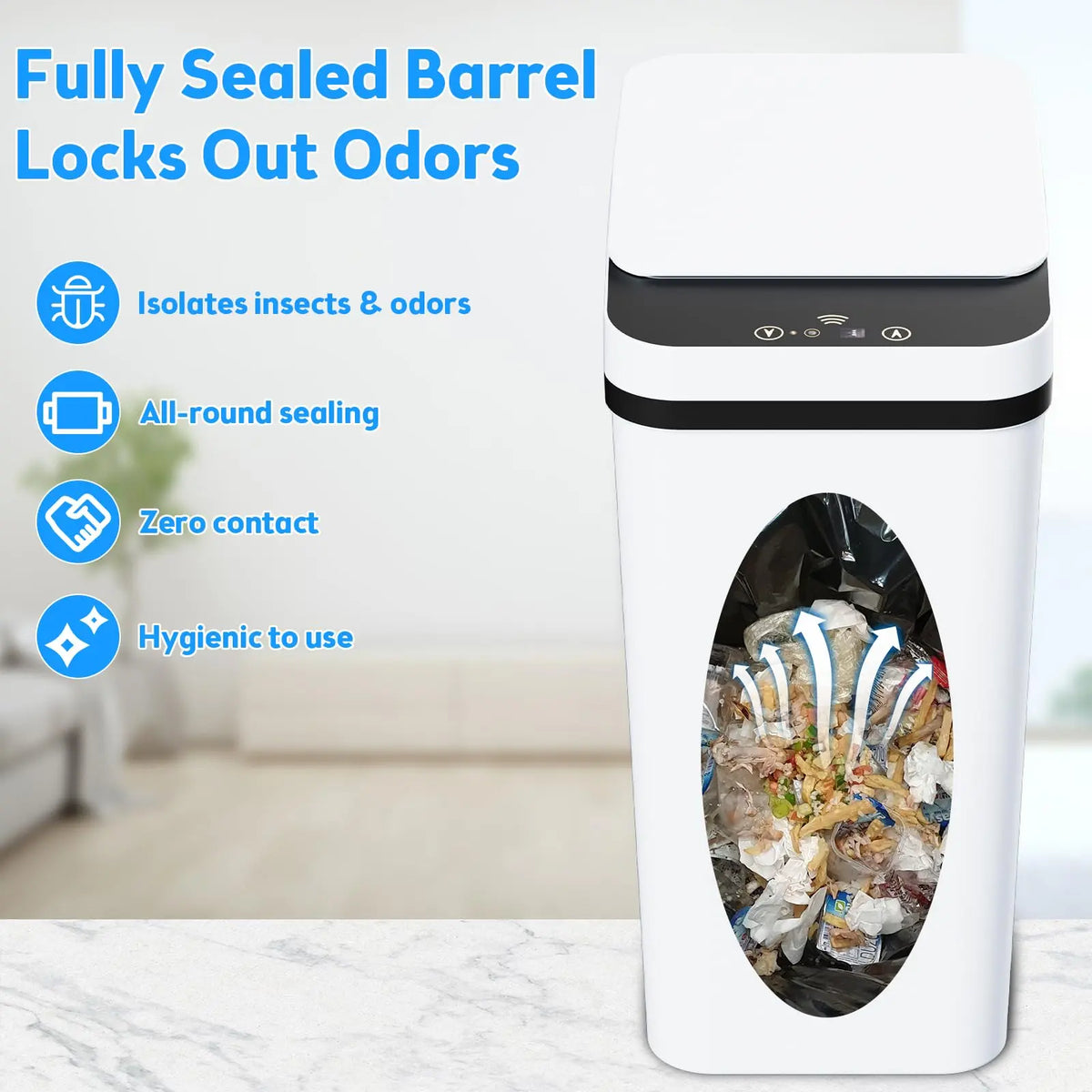 2-Pack 12L ABS Touchless Motion Sensor Automatic Trash Bin (23.5cm*15.5cm*30cm) - Slim Waterproof Bathroom Accessory, Trash Cans for Kitchen, Tightspace Fit, All Ages Home Use (Father's Day Gift),sohochic