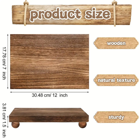 Wood Riser Soap Tray, Rustic Wood Pedestal Stand for Kitchen Sink & Bathroom Counter, Decorative Display for Plants, Bottles & Candles, Bathroom Supplies