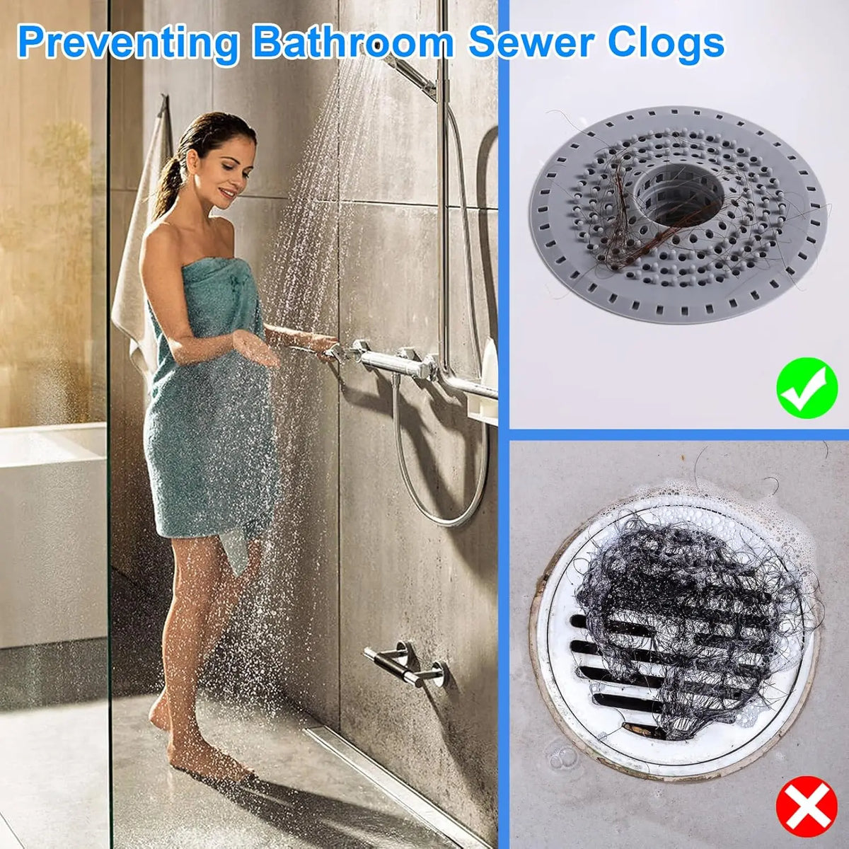 Bathtub Drain Hair Catcher, Tub Hair Catcher Drain Protector Strainer, Collapsible Shower Hair Drain Catcher Strainer for 1.48'' to 1.75'' Regular Drains, 3 count