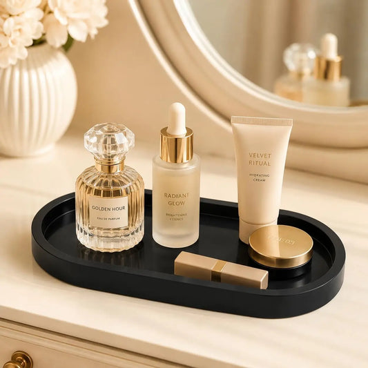 Glam 1-Pack 12 in Thick Black Plastic DIY Painting Tray - Multi-Use Tray for Bathroom Organization, Decorative Storage on Counter Vanity