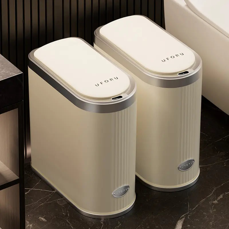 UFORU 12L Smart Trash Can - Automatic Touchless Plastic Bin with Motion Sensor, 1-Touch Open-Close, Touchless Toss, Smallspace Fit for Kitchen/Bath Home Decor & Cleaning Needs