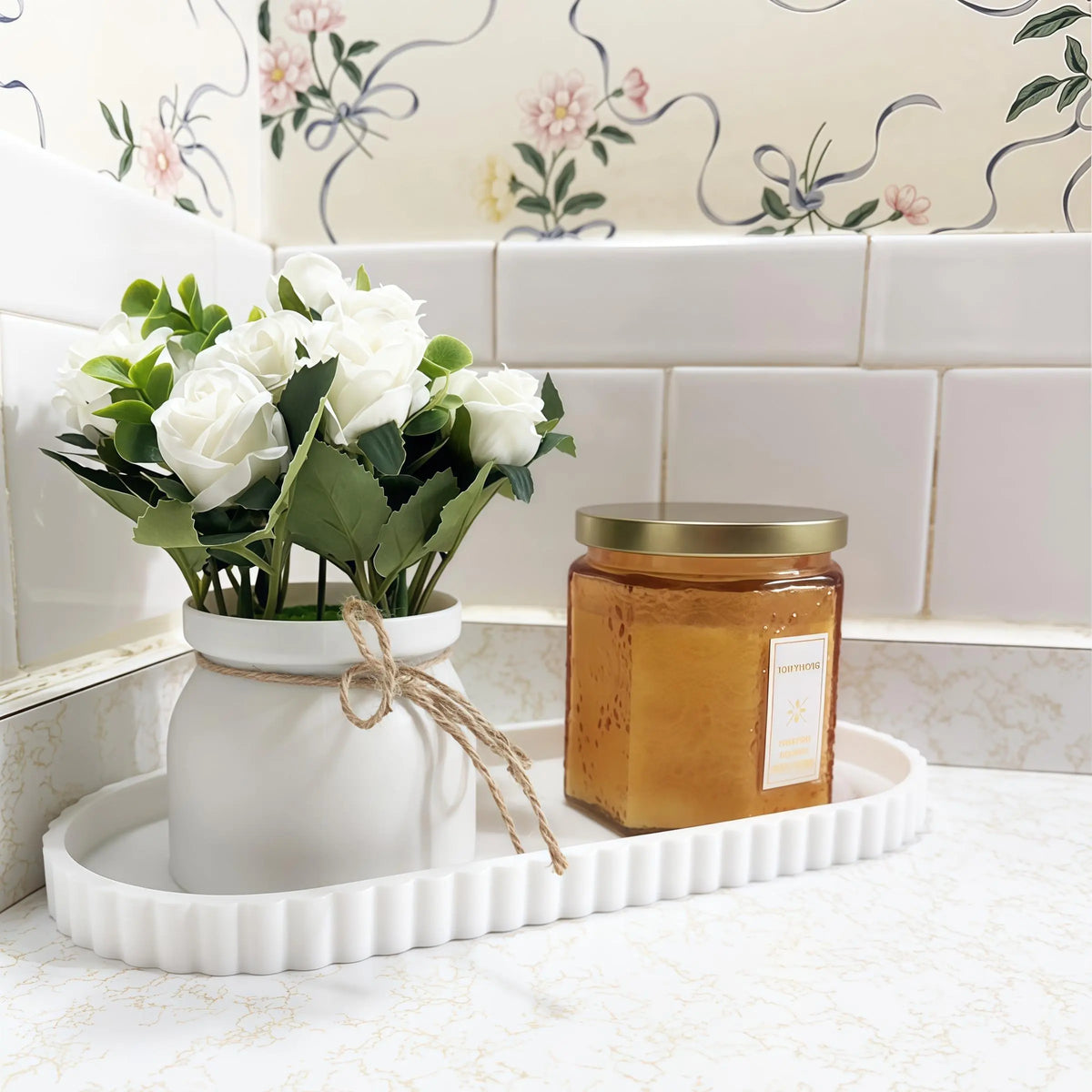 Bathroom Countertop Tray, Silicone Bathroom Countertop Organizer, Kitchen Sink Side Storage Tray, Home Organizer for Bathroom & Kitchen, Bathroom Accessory