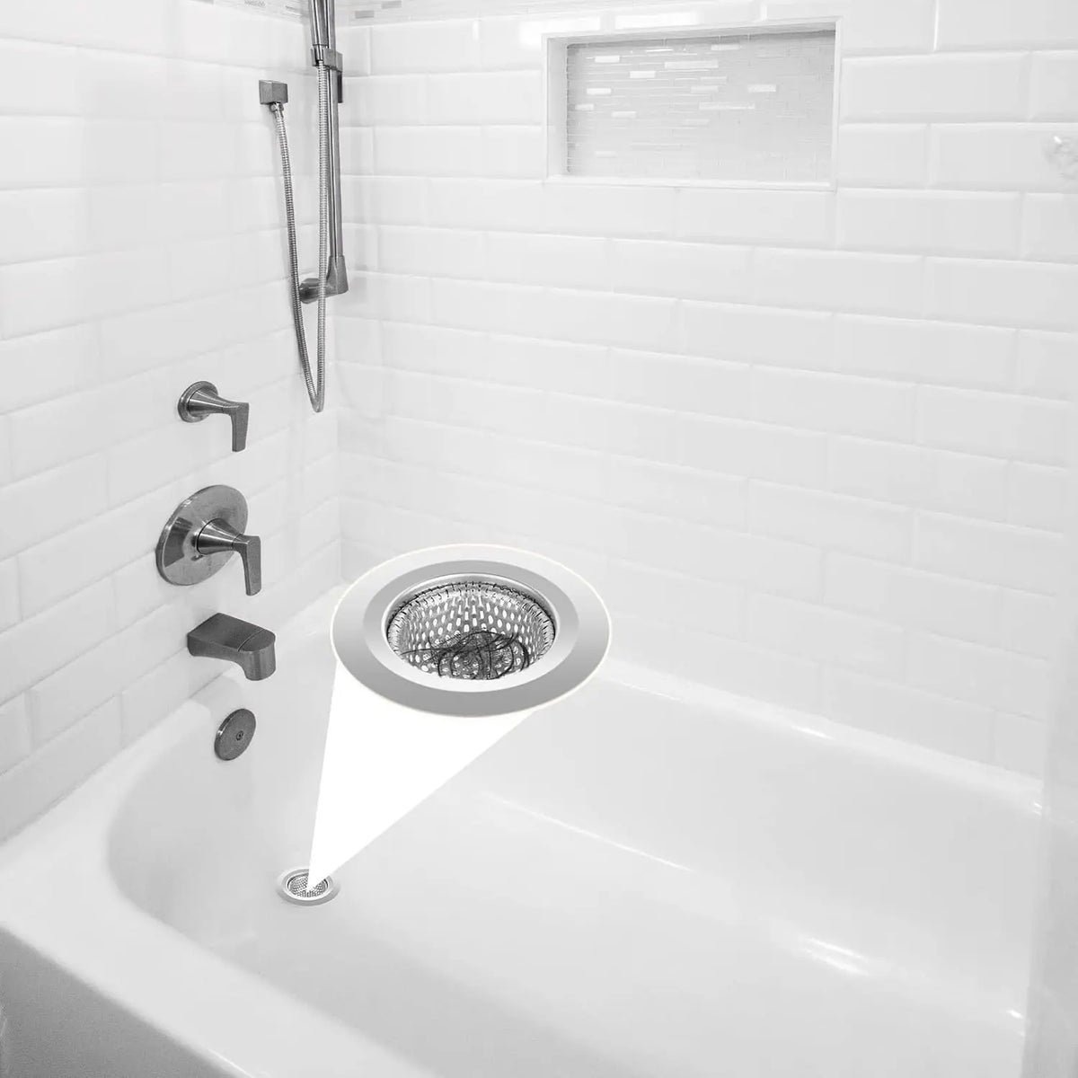 2PCS Bathtub Drain Strainer - 2.79 Inch Bathtub Floor Shower Hair Drain Catcher Cover, Stainless Steel Bathroom Sink Strainer Filter Basket