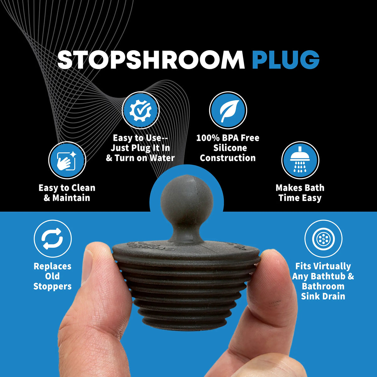 TubShroom Ultra Revolutionary Hair Catcher and Drain Protector with Stopper, Shower and Tub Drain Protector, Keeps Drains Clog Free Stainless Steel Bathtub Cleaning