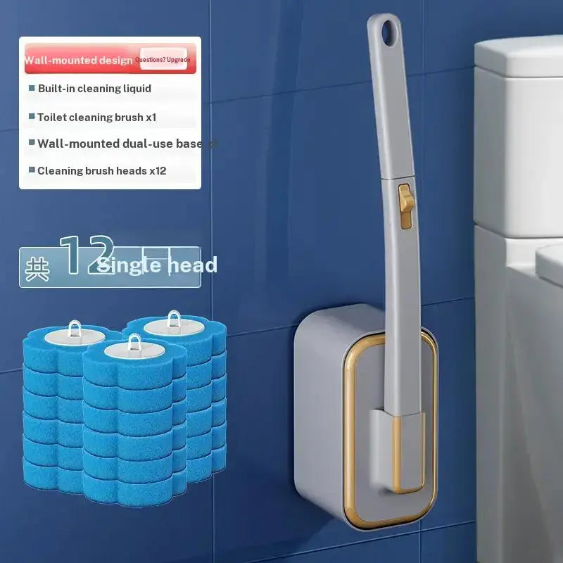 Wall Mounted Toilet Brush Set, 1 Set Toilet Bowl Brush and Holder with 24/48/72pcs Disposable Replacement Brush Head, Toilet Scrubber Brush, Bathroom Cleaning Tool, Bathroom Cleaning Supply, House Cleaning Tools, Toilet Cleaning System