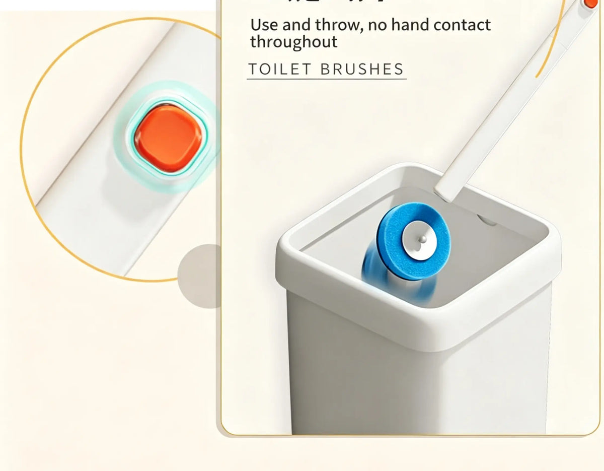CL Zone Disposable Toilet Brush Kit - 35/14 Refill Heads & Holder, Rotating No-Touch Deep Cleaner for Under-Rim & Corner, Bathroom Cleaning Tool for Home, RV wand holder
