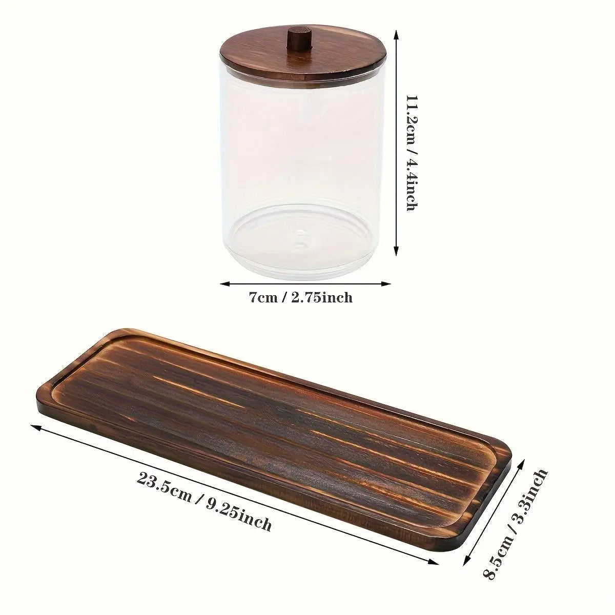 3 pcs Cotton Swab Holders, 10oz Bathroom Storage Box, Organizer Transparent Plastic Jar with Wooden Lid, Bathroom Accessory, Ideal for Cotton Balls, Swabs, Floss
