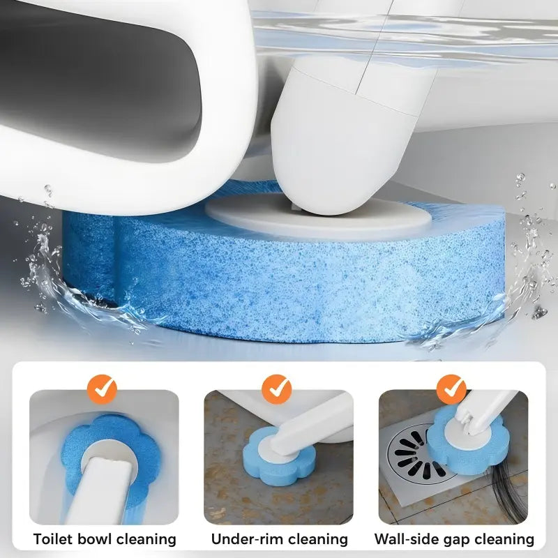 Plastic Disposable Toilet Brush - Toilet Cleaning System Bathroom Accessory, Flip-Lid Hygienic Contactless Use, Quick-Release Head for Edge/Corner Reach, Space-Saving Compact Storage; Optional Bundle or Separate Replacement Sponge Heads Available