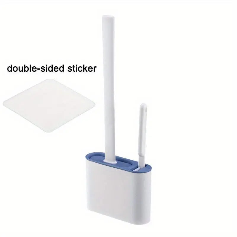 1set 2 Toilet Brushes & 1 Holder Wall Mounted Toilet Brush And Holder Set For Bathroom Restroom Flexible Toilet Bowl Brush Head With Silicone Bristles Bathroom Cleaning Tool Bathroom Accessories Toilet Cleaning System