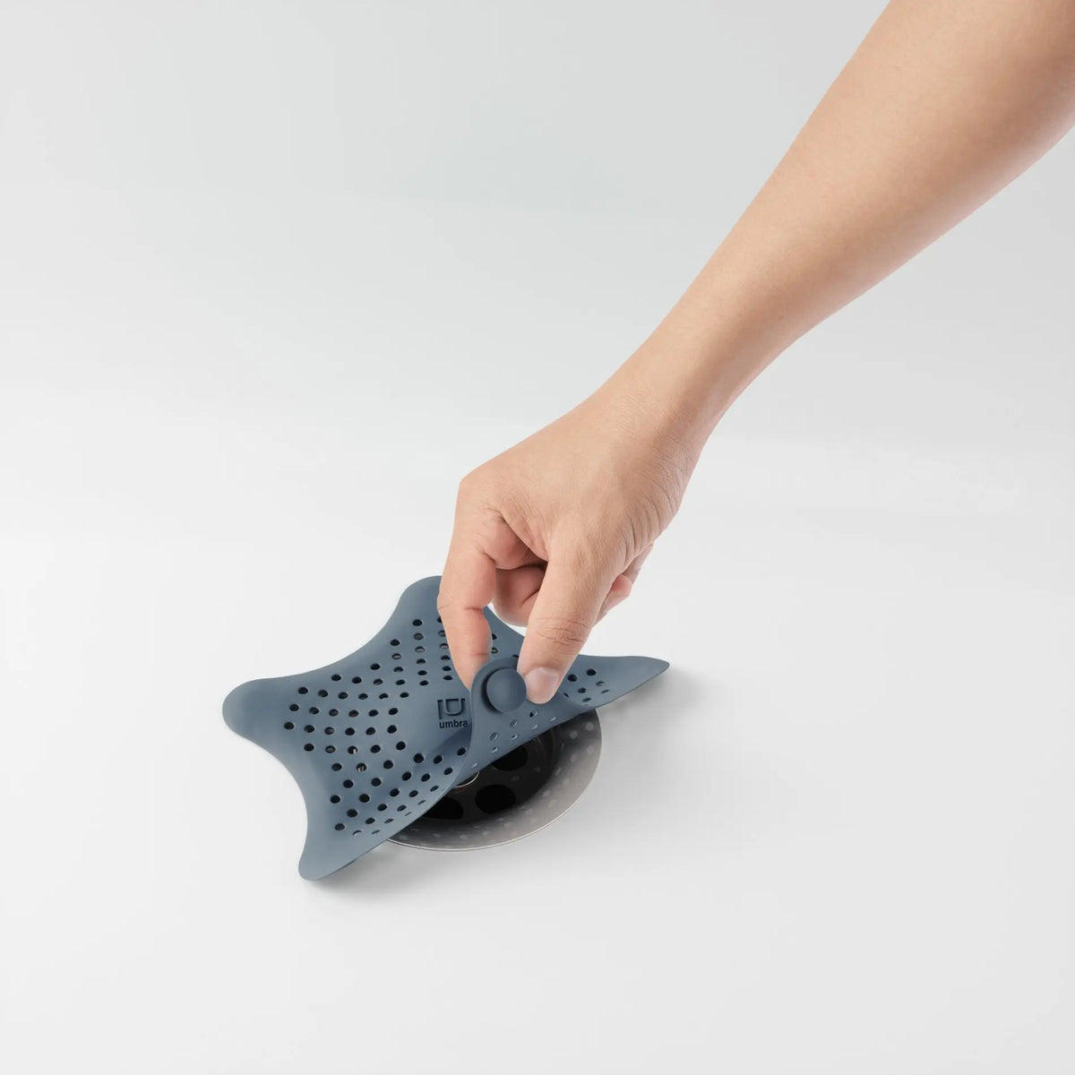 Umbra Starfish Hair Catcher & Drain Protector with Suction Cover Set Shower Silicone Bathtub Bathroom Accessory Flexible Water-Resistant Easy Install