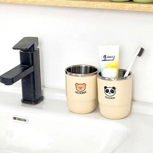 304 Stainless Steel Bathroom Tumbler - Lightweight, Portable, Reusable Cup for Commute Travel, Toothpaste & Toothbrush Storage, Mouthwash Use