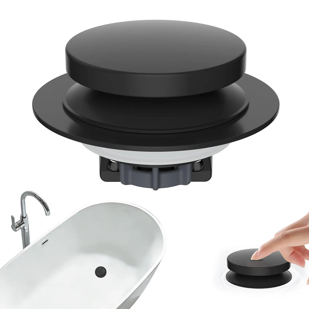 Hibbent Stainless Steel Pop-up Drain Stopper - Hair Catcher with Strainer, Bathroom Bathtub Plug, Protector for 1.5''-2.4'' Drain Holes
