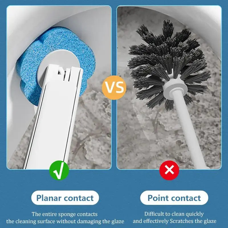 Household Disposable Toilet Brush Cleaner Set - ABS Plastic Extended Wand, Replaceable Refills, Ocean Fresh Scent, Blue Holder, Anti-Fouling for Hard-to-Reach Deep Bathroom Cleaning, Households Supplies