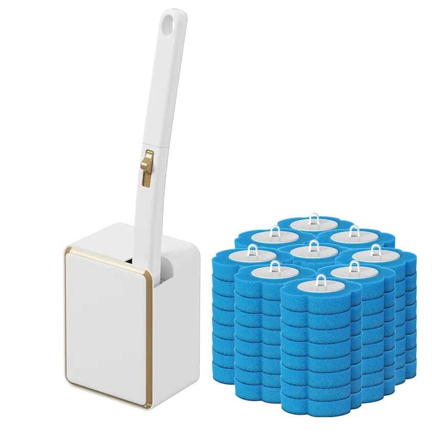 Wall Mounted Toilet Brush Set, 1 Set Toilet Bowl Brush and Holder with 24/48/72pcs Disposable Replacement Brush Head, Toilet Scrubber Brush, Bathroom Cleaning Tool, House Cleaning Tools, Toilet Cleaning System, Toilet Brush Kit