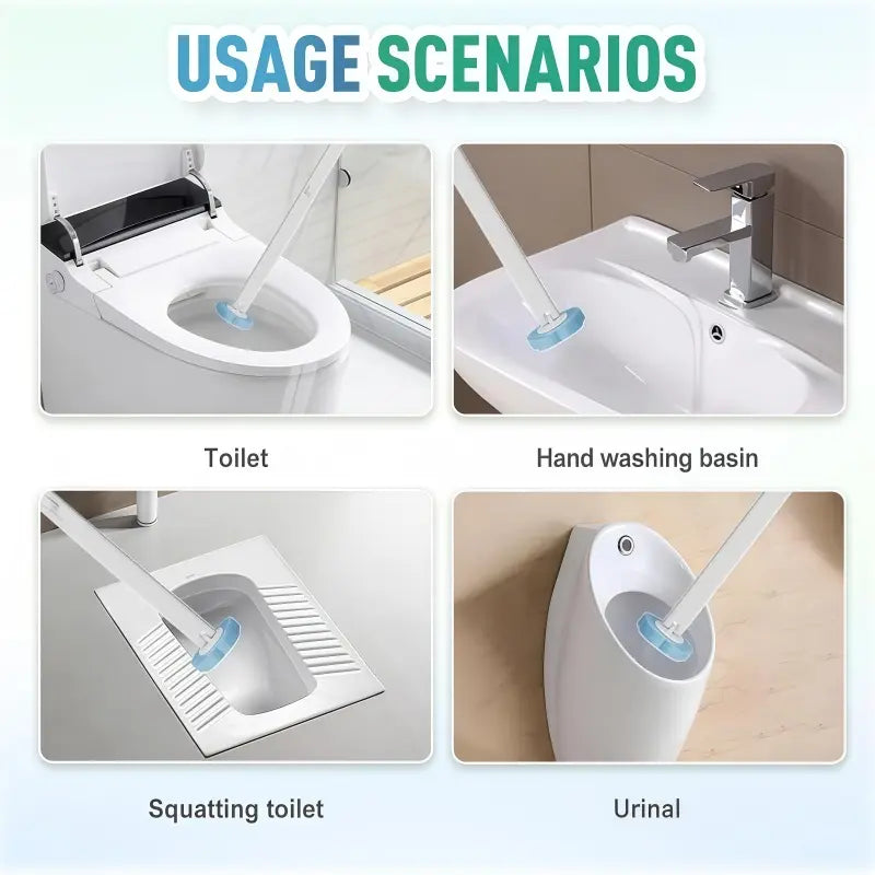 Plastic Disposable Toilet Brush - Toilet Cleaning System Bathroom Accessory, Flip-Lid Hygienic Contactless Use, Quick-Release Head for Edge/Corner Reach, Space-Saving Compact Storage; Optional Bundle or Separate Replacement Sponge Heads Available