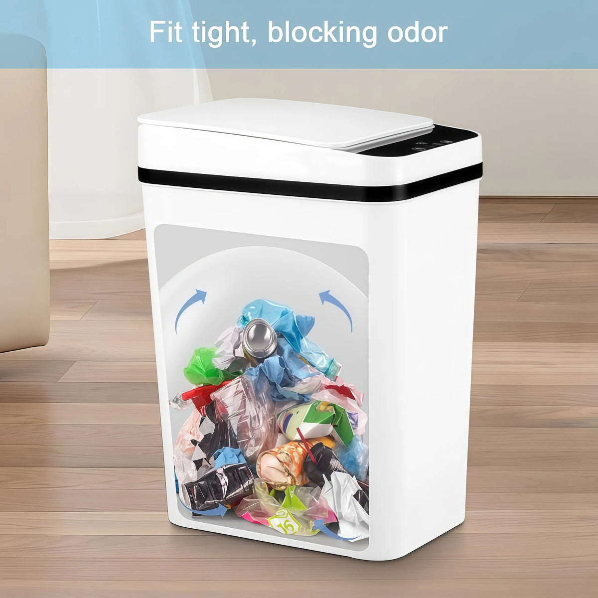 1 Pack Motion Sensor Touchless Automatic Trash Can with Lid - 2.2 Gal Slim Fit Durable IPX5 Waterproof ABS Plastic Bin, 9.25''L×6.1''W×12.5''H Easy to Maintain Multi Functional Small Waste Container for Kitchen/Bathroom Home Supplies, Sensor Trash,sohochi