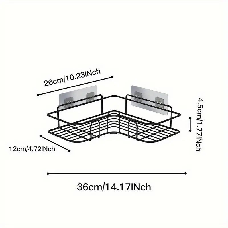 1pc Wall Mounted Bathroom Storage Rack, Punch-free Bathroom Shelf, Wall Hanging Corner Shower Caddy, No Punching Triangle Storage Rack, Bathroom Accessories, Bathroom Organizer