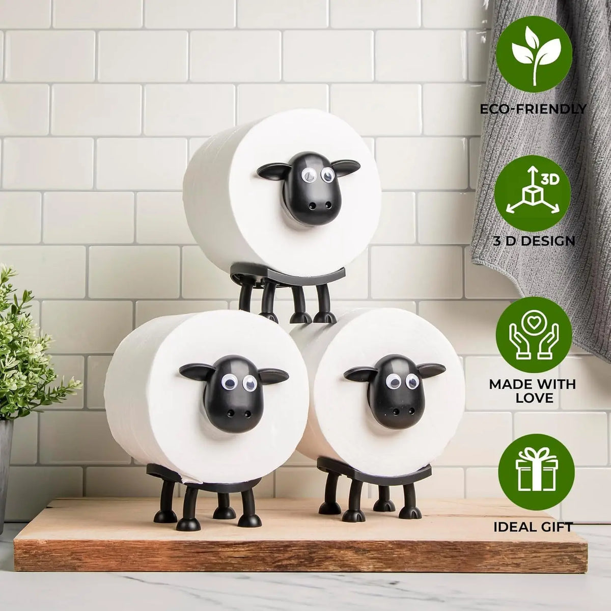 1/3 Counts Sheep Design Towel and Toilet Paper Holders, Creative Home Decor, Small Animal Design Dispenser, Adorable Kitchen Accessory, Bathroom Decorations, Bathroom Accessories