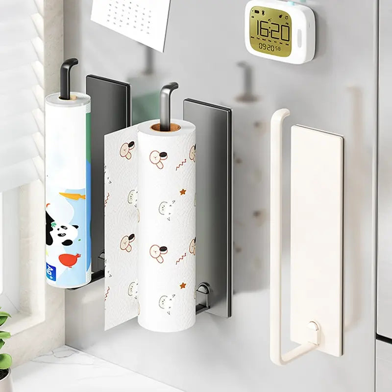 Multifunctional Kitchen Paper Towel Holder, Magnetic Self-Adhesive Wall Mount, Easy Installation, Modern Design, Kitchen Storage Accessories, Tissue Holder