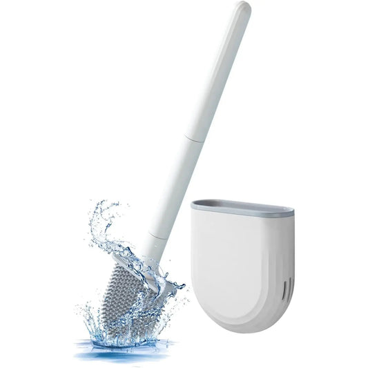 RV Silicone Toilet Brush with Holder, Drill-Free Wall Mounted Toilet Bowl Cleaner, Anti-Drip Anti-Roll Compact Brush for RV Camper & Small Bathroom Thaibna