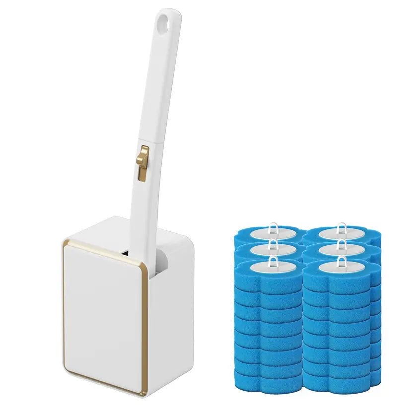 Wall Mounted Toilet Brush Set, 1 Set Toilet Bowl Brush and Holder with 24/48/72pcs Disposable Replacement Brush Head, Toilet Scrubber Brush, Bathroom Cleaning Tool, House Cleaning Tools, Toilet Cleaning System, Toilet Brush Kit