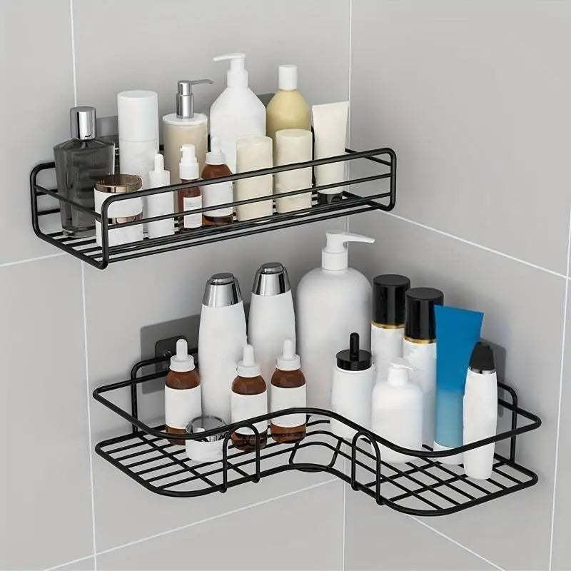 1pc Wall Mounted Bathroom Storage Rack, Punch-free Bathroom Shelf, Wall Hanging Corner Shower Caddy, No Punching Triangle Storage Rack, Bathroom Accessories, Bathroom Organizer