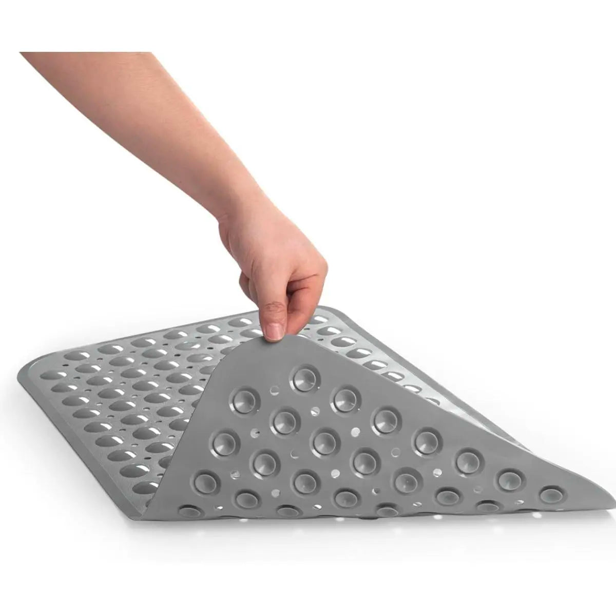 1pc Massage Bathtub Mat, Medium Size 27.6 x 15 Inches Non-Slip Shower Mats with Suction Cups and Drain Holes, Machine Washable Bath Mat, Home Decor, Bathroom Supplies, Clear / Gray