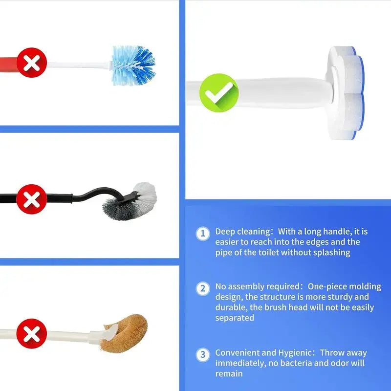 Disposable Wall-Mount Toilet Brush & Magic Wand Holder Set with 18 Cleaner Refills, Plastic/Silicon Bathroom Deep Clean Kit for Toilet Bowl, Sink, Bathtub Drain