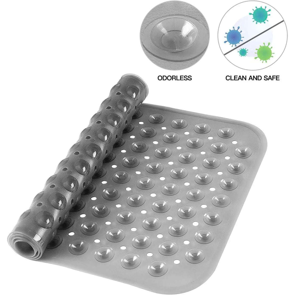 Rectangle Non-slip Bathtub Mat, 1 Count PVC Waterproof Bathroom Mat with Drainage Hole Design, Drain Holes & Suction Cups, Bathroom Essentials Accessories, Home Essential, Shower Bath Tool, Bathroom Necessities