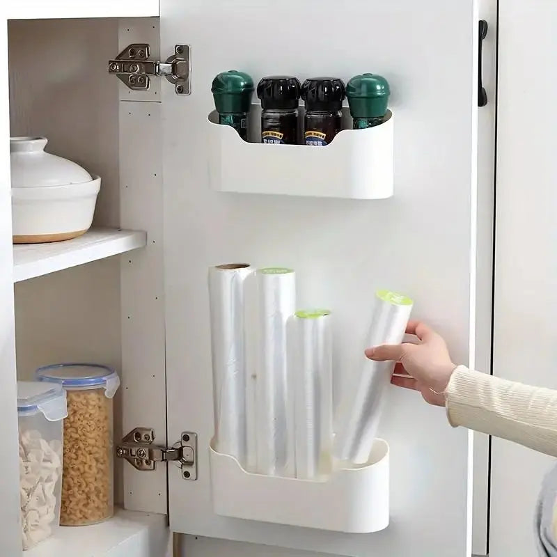 Wall Mounted Storage Box, 1 Count Punch Free Cabinet Door Storage Box, Storage Organizer for Kitchen Bathroom Office Bedroom, Home Organizer, Bathroom Organization