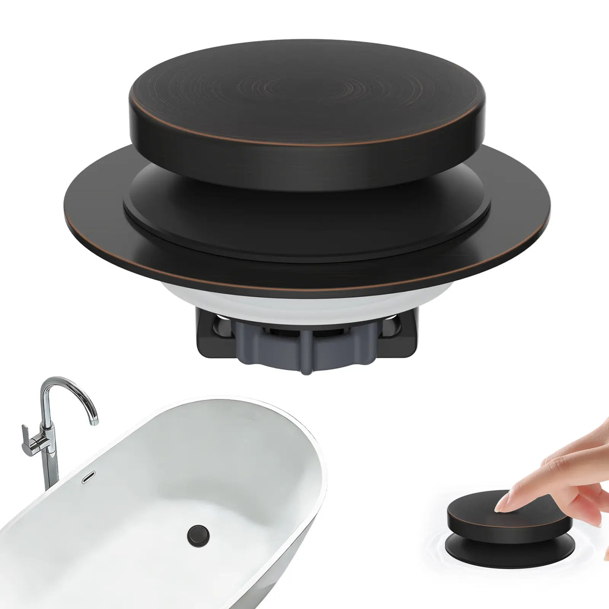 Hibbent Stainless Steel Pop-up Drain Stopper - Hair Catcher with Strainer, Bathroom Bathtub Plug, Protector for 1.5''-2.4'' Drain Holes
