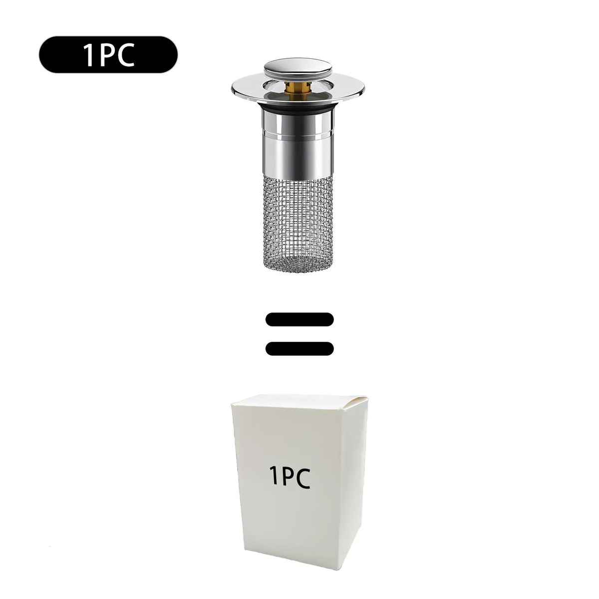 PASSBYE Adjustable Universal-Fit Pop-Up Drain Filter Stopper Hair Catcher with Removable Stainless Steel Basket, Anti-Clog Bathroom Gadgets with Adhesive Tape for Sink Cleaning