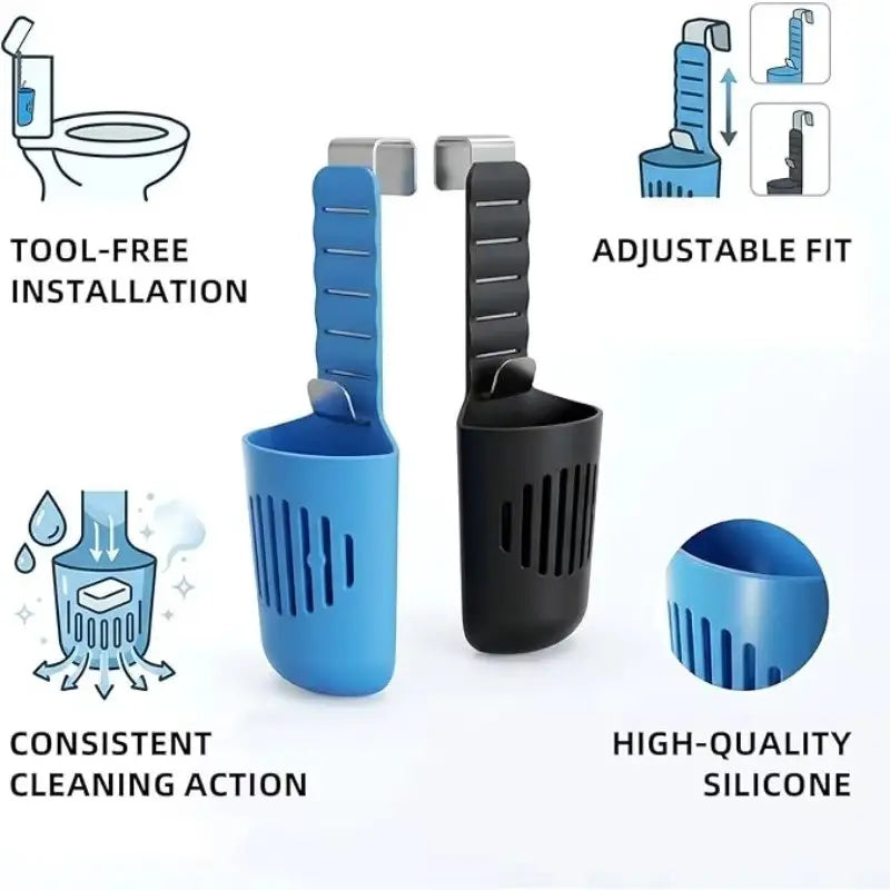 Silicone Toilet Tank Cleaner Basket, Hanging Adjustable Tablet Holder, Slow Release, No Rust, Easy Install, Bathroom Restroom Cleaning Accessories