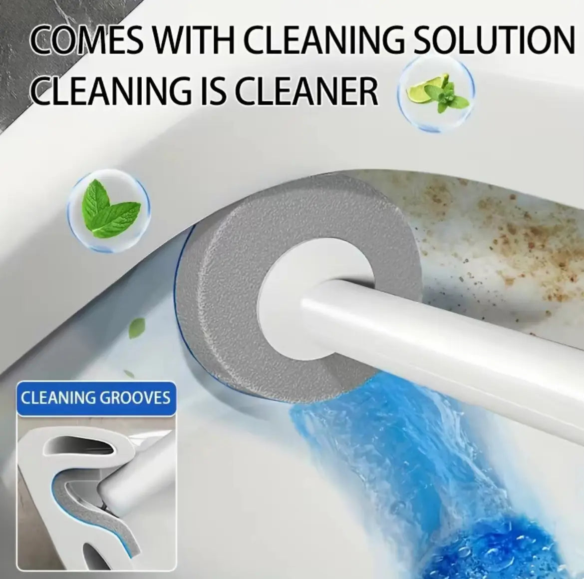 Wall-Mounted Stainless Steel Waterproof Toilet Brush & Plunger Kit - 6/18/30 Disposable Touchless Replacement Heads, Glass Holder, ABS+PP Reusable Bathroom Cleaning System for Bathroom Users, Camping Essentials