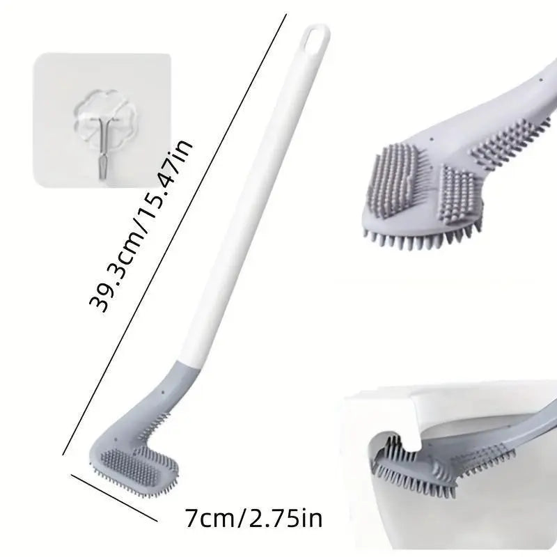 1pc Flexible Toilet Brush with Long Handle And 360 Degree Rotation - Wall Mounted Design for Easy And Effective Bathroom Cleaning